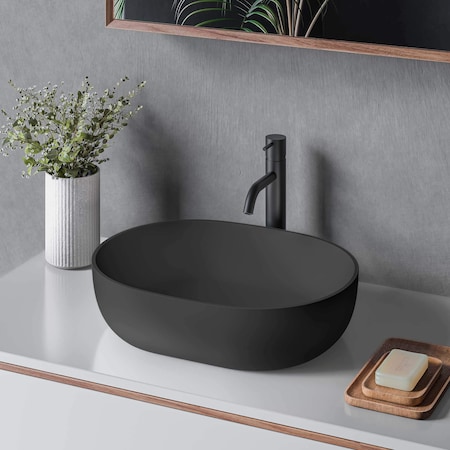 Ruvati 19-inch Matte Black epiStone Solid Surface Modern Bathroom Vessel Sink RVB2119BK